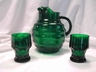 A Pair of Hocking Forest Green Georgian Tumblers Vintage