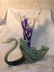 Art Glass Splash Vase Cobalt Blue and White
