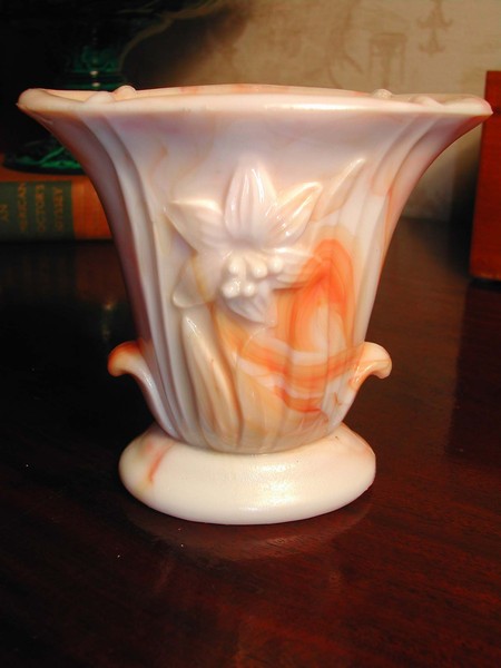 Akro Agate Orange Slag Glass Vase ca. 1930's