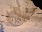 A "Manhattan" Horizontal Ribbed Lrg. Glass Bowl Anchor Hocking