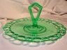 An Old Green Glass Lace Edged Server Deco Handle