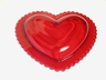 Ruby Red Glass Heart Shaped Candy Dish