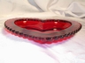 Ruby Red Glass Heart Shaped Candy Dish