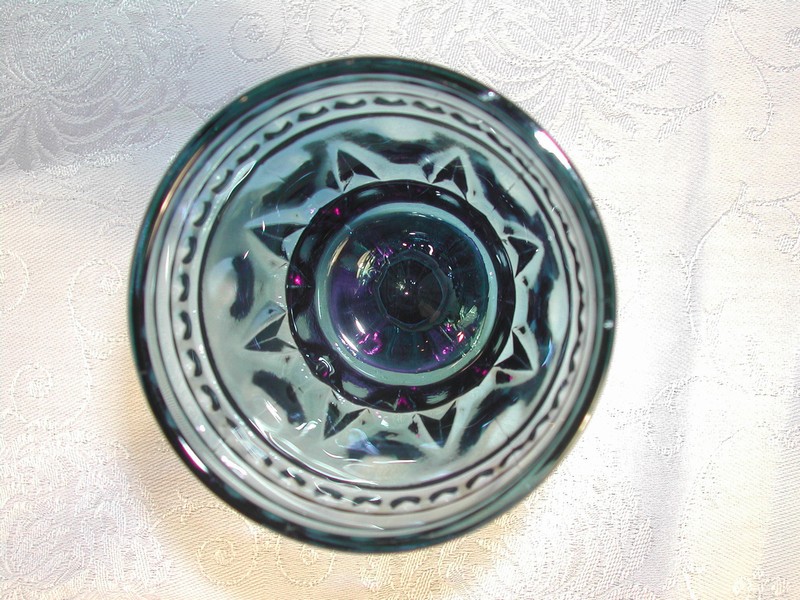 Vintage Blue Thumbprint & Beaded Footed Juice Glass