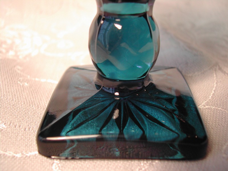 Vintage Blue Thumbprint & Beaded Footed Juice Glass
