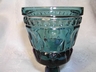 Vintage Blue Thumbprint & Beaded Footed Juice Glass