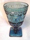 Vintage Blue Thumbprint & Beaded Footed Juice Glass