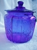 Cobalt Reproduction Hocking Glass Mayfair Open Rose Cookie Jar