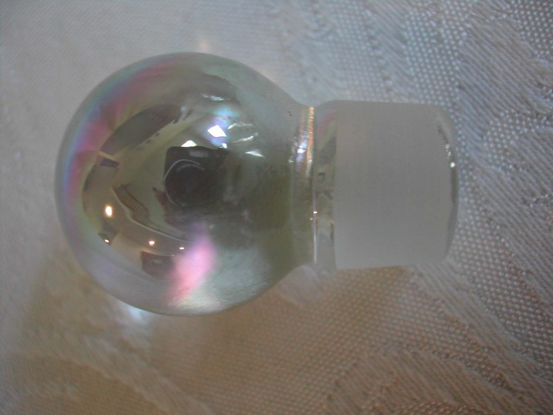 Lustre Art Glass White & Cobalt Blue Perfume Cologne Bottle