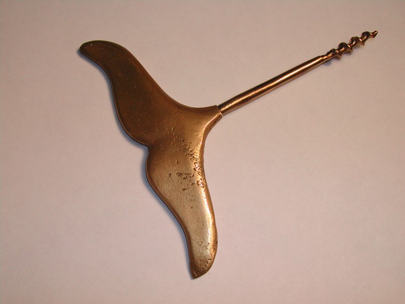 Old Brass Whale Tail Corkscrew Maine