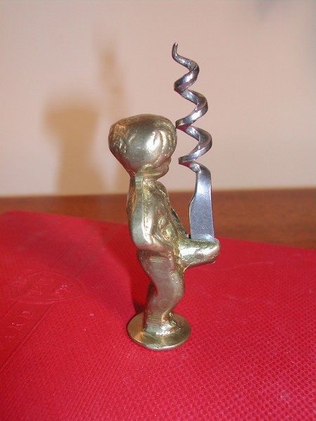 Mannekin Pis Corkscrew Belgium-Vintage Brass- Shaft Moves