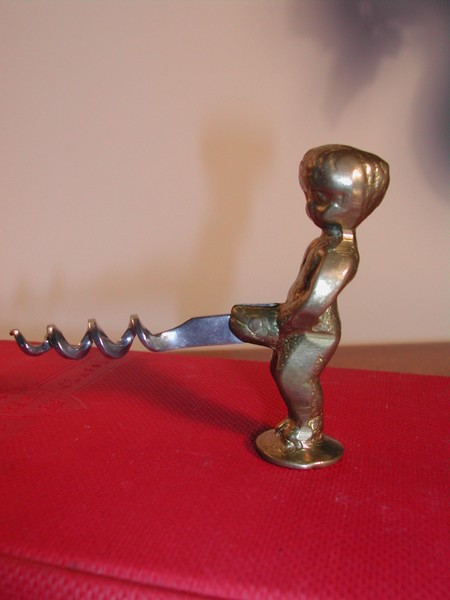 Mannekin Pis Corkscrew Belgium-Vintage Brass- Shaft Moves