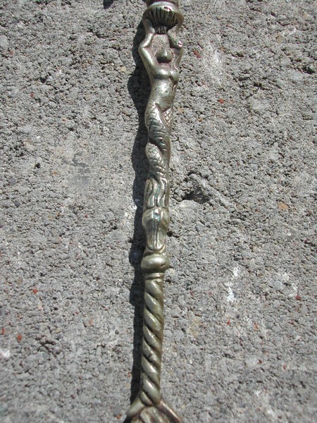 Vintage Italian Brass Toasting Fork Mermaid Lion Fleur-de-lis