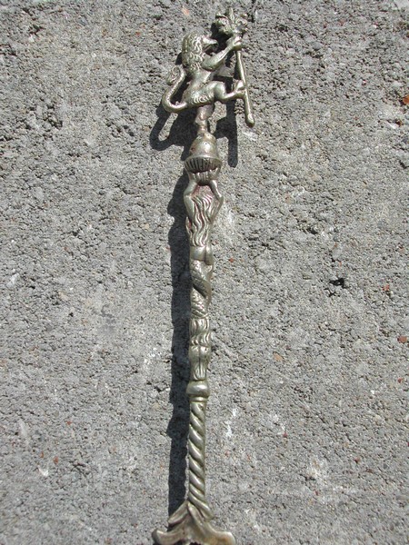 Vintage Italian Brass Toasting Fork Mermaid Lion Fleur-de-lis