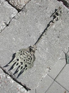 Vintage Italian Brass Toasting Fork Mermaid Lion Fleur-de-lis