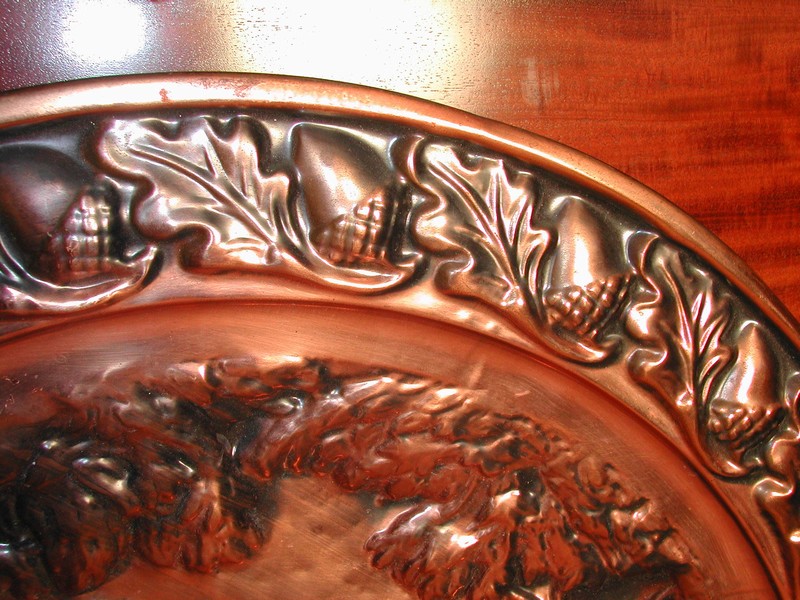 Large Vintage New England Copperplate Wall Plaque Taunton, Mass.