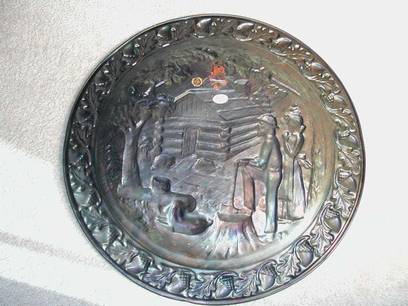 Large Vintage New England Copperplate Wall Plaque Taunton, Mass.