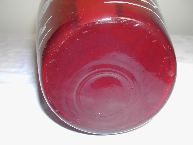 Anchor Hocking Royal Ruby Hoover Vase - Birds & Dogwood