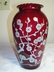 Anchor Hocking Royal Ruby Hoover Vase - Birds & Dogwood