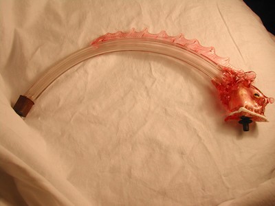 Cranberry Art Glass Fish/Dragon Fixture
