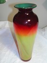 Beautiful Blenko Hand Blown Glass Tangerine “Temple” Vase