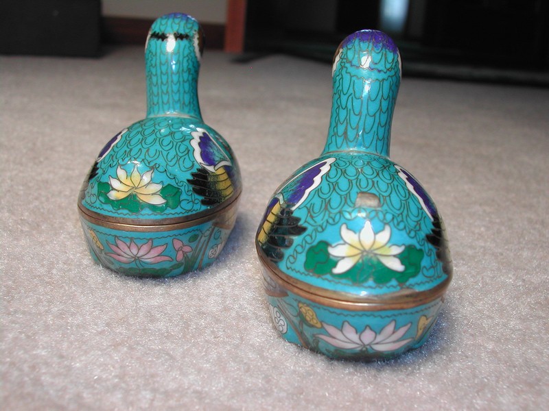 Lovely Cloisonne Duck Trinket Dishes