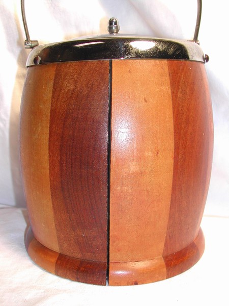 Vintage Two-tone English Wood Biscuit Barrel
