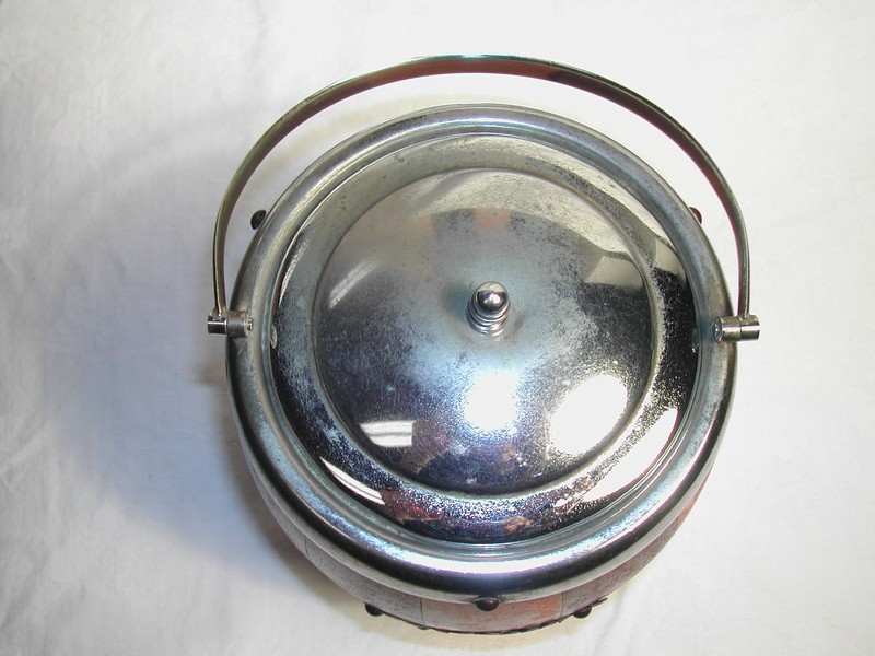 Vintage Two-tone English Wood Biscuit Barrel