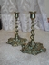 Vintage Petite Classical Style Brass Barley Twist Candlesticks