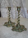 Vintage Petite Classical Style Brass Barley Twist Candlesticks