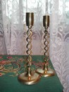 Vintage English Brass Spiral Twist Candlesticks