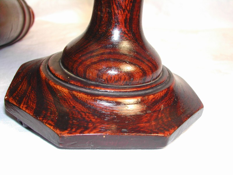 Vintage Tall Turned Treen Candlesticks