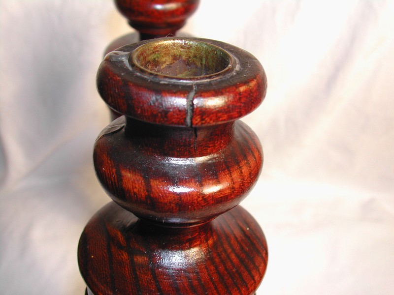 Vintage Tall Turned Treen Candlesticks