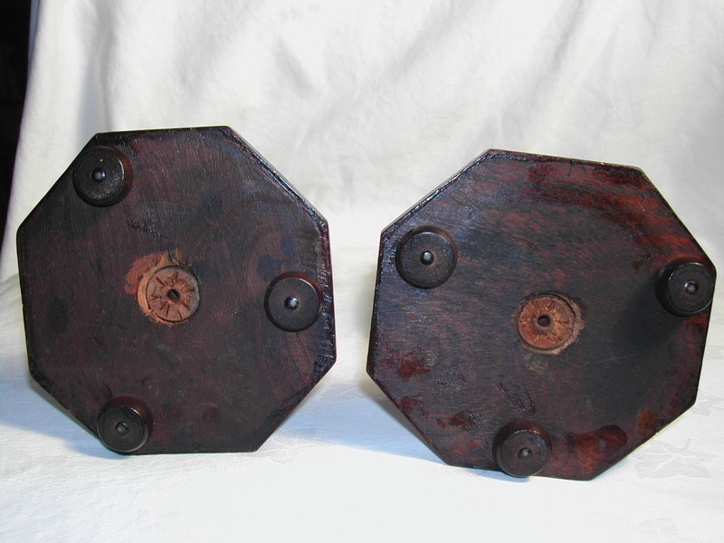Vintage Tall Turned Treen Candlesticks