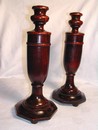 Vintage Tall Turned Treen Candlesticks