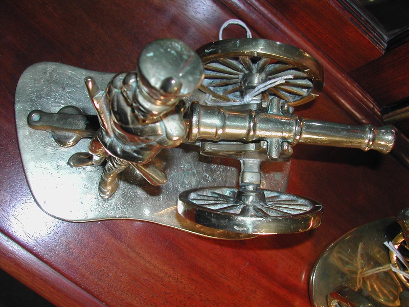 Vintage English Brass Field Gun & Soldier
