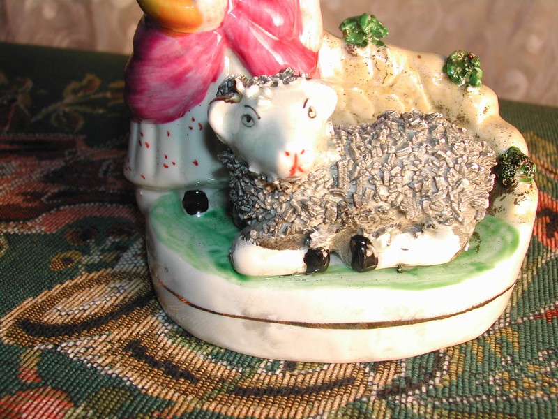 Staffordshire Style Maiden With Her Sheep, England