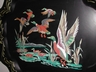 Vintage Gregorian Style Black Toleware Tray Geese