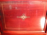 Lovely Vintage Inlay Wood & Glass Tray Brass Handles