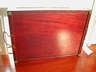 Lovely Vintage Inlay Wood & Glass Tray Brass Handles