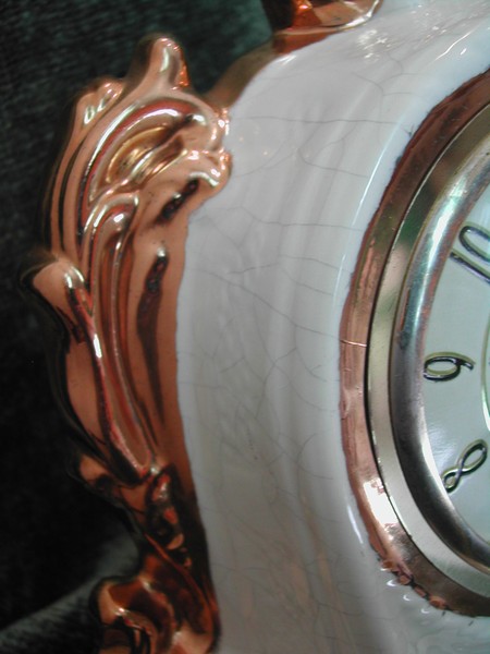 Retro Vintage Ivory & Gold Ceramic Classical Style Clock