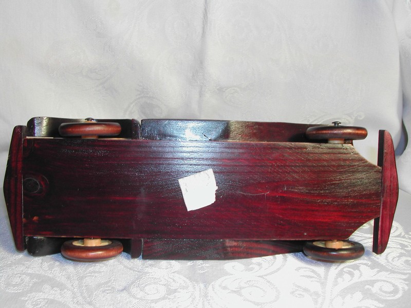 A Hand Made Wood MG Car Model Stained