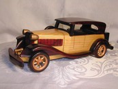 A Hand Made Wood MG Car Model Stained