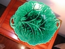 Impressive Majolica Leaf Handled Compote Minton Mark