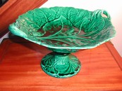 Impressive Majolica Leaf Handled Compote Minton Mark