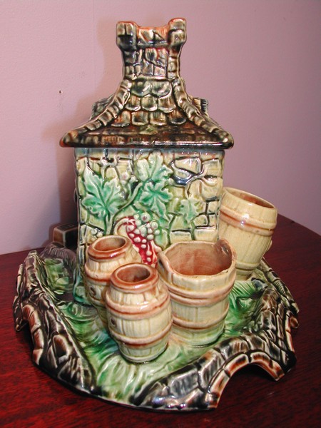Continental Majolica Humidor "Stone Pump House"
