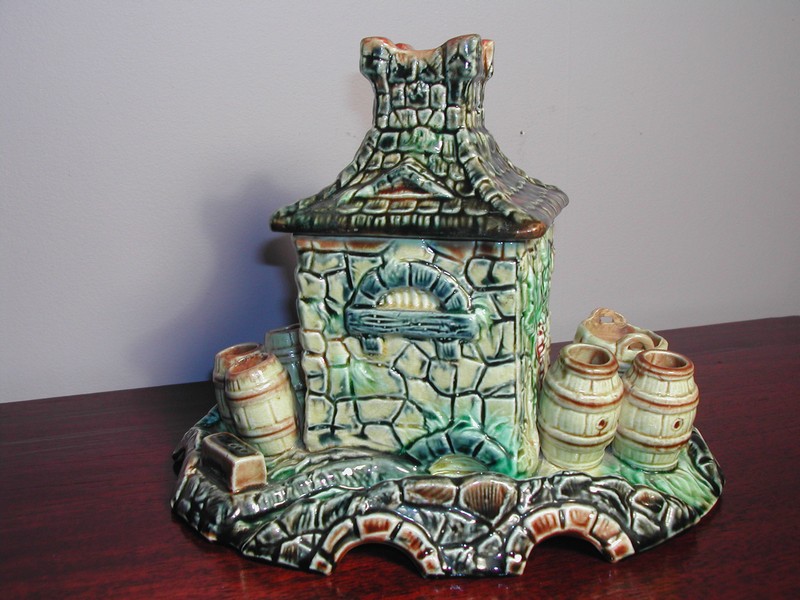 Continental Majolica Humidor "Stone Pump House"