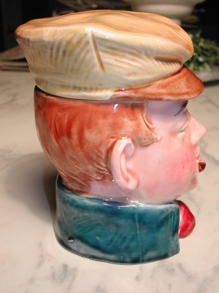 Austrian Tobacco Humidor Character Majolica "Man with Cigar"