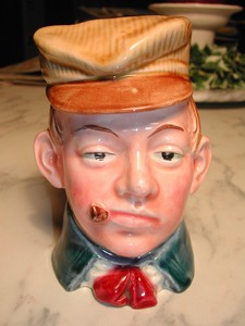 Austrian Tobacco Humidor Character Majolica "Man with Cigar"