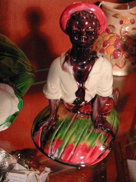 Majolica Humidor Black Americana Boy Watermelon (vintage)